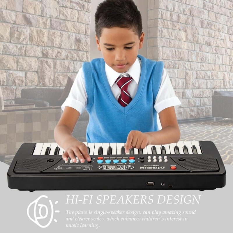 LEEQE Black 37 Keys Kids Piano Keyboard, Portable Electric Musical Instruments Piano with Microphone, Learning Educational Gifts Toys for Age 3 4 5 6 7 8 9 Years Old Boys Girls Toddlers - Image 5